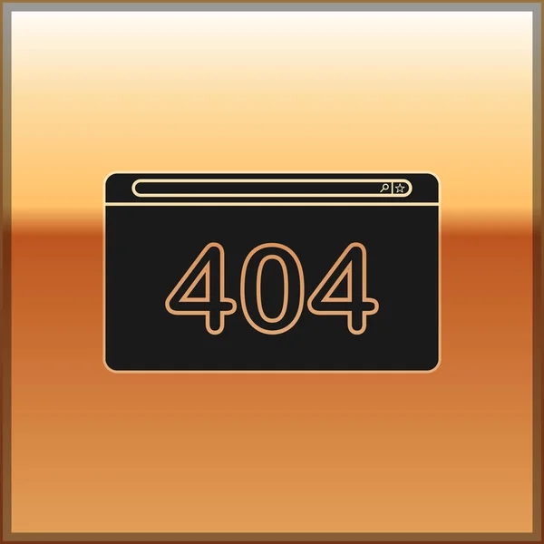 Altın arka planda 404 hata ikonuna sahip Kara Sayfa. Şablon sayfanın bulunmadığını bildiriyor. Vektör İllüstrasyonu — Stok Vektör