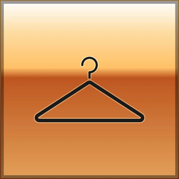 Black Hanger wardrobe icon isolated on gold background. Cloakroom icon. Clothes service symbol. Laundry hanger sign. Vector Illustration — Stock Vector