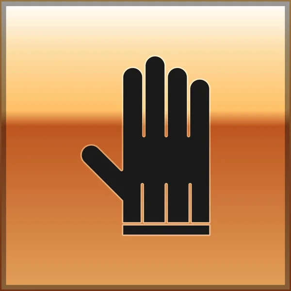 Black Leather glove icon isolated on gold background. Vector Illustration — Stock Vector