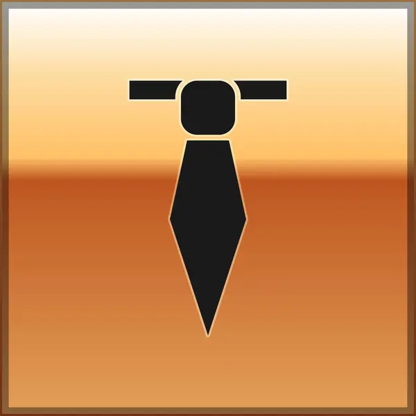 Schwarzes Krawattensymbol isoliert auf goldenem Hintergrund. Krawatte und Halstuch Symbol. Vektorillustration — Stockvektor