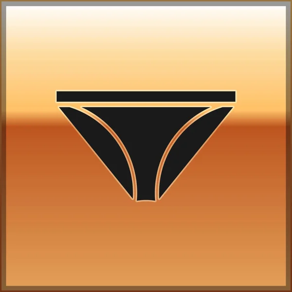 Black Men underpants icon isolated on gold background. Man underwear. Vector Illustration — Stock Vector