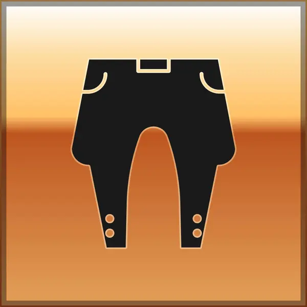 Pantaloni neri icona isolata su sfondo oro. Illustrazione vettoriale — Vettoriale Stock
