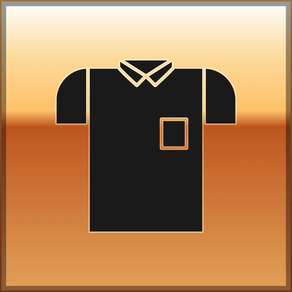 Black Polo shirt icon isolated on gold background. Vector Illustration — Stock Vector