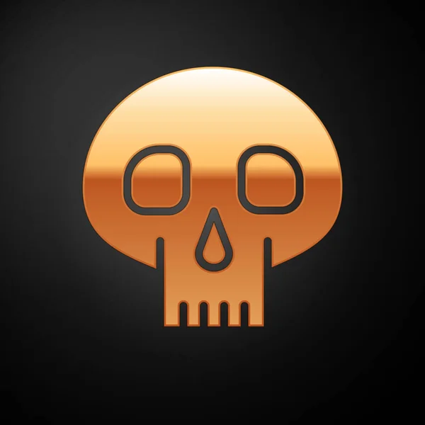 Gold Skull icon isolated on black background. Vector Illustration — 스톡 벡터