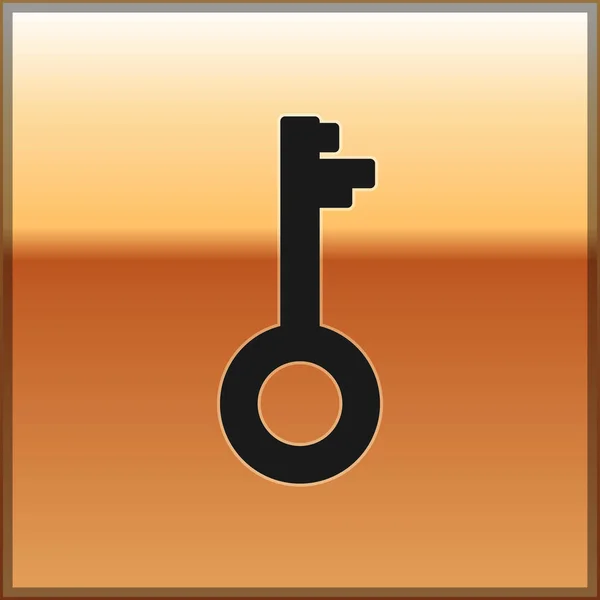 Black Old key icon isolated on gold background. Vector Illustration — 스톡 벡터