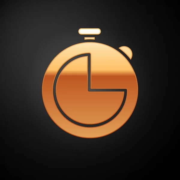 Gold Kitchen timer icon isolated on black background. Cooking utensil. Vector Illustration — 스톡 벡터