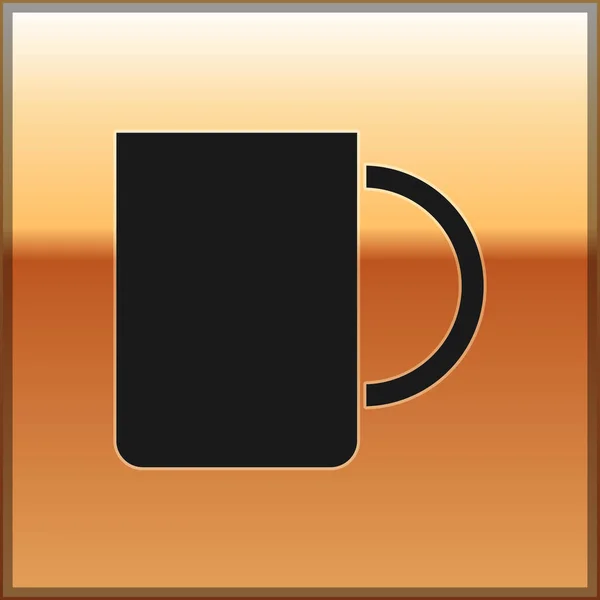 Schwarze Kaffeetasse Symbol isoliert auf goldenem Hintergrund. Teetasse vorhanden. Heißes Getränk Kaffee. Vektorillustration — Stockvektor