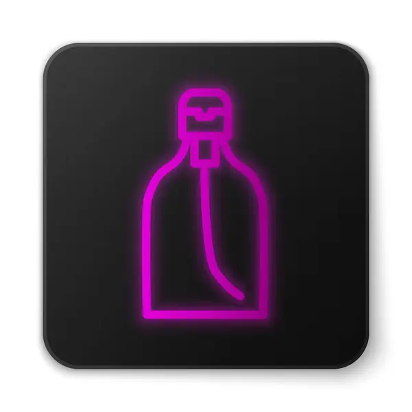 Ragyogó neonvonal Folyékony antibakteriális szappan flakon adagoló ikonnal, fehér alapon izolálva. Fertőtlenítés, higiénia, bőrápolás. Fekete négyzet gomb. Vektorillusztráció — Stock Vector