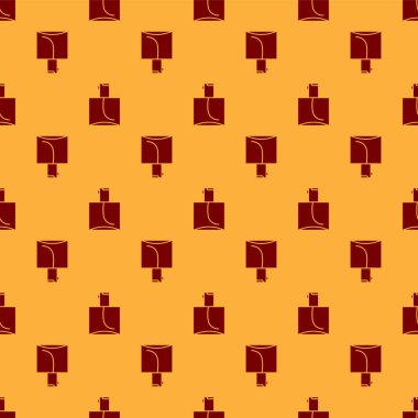 Kırmızı Parfüm ikonu kahverengi arka planda izole edilmiş. Vektör İllüstrasyonu