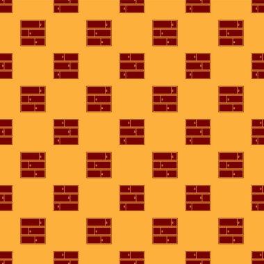 Red Shelf simgesi kahverengi arkaplanda izole edilmiş kusursuz desen. Raflar işaretli. Vektör İllüstrasyonu