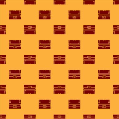 Kırmızı Grand piyano ikonu kahverengi arka planda izole edilmiş pürüzsüz desen. Müzik aleti. Vektör İllüstrasyonu