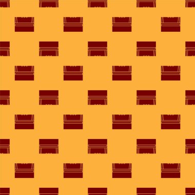 Kırmızı Grand piyano ikonu kahverengi arka planda izole edilmiş pürüzsüz desen. Müzik aleti. Vektör İllüstrasyonu