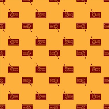 Kırmızı Sistem hata konsepti simgesi kahverengi arkaplanda izole edilmiş kusursuz desen. Kod hatası konsepti. Sistemde hata var. Böcek araması. Vektör İllüstrasyonu