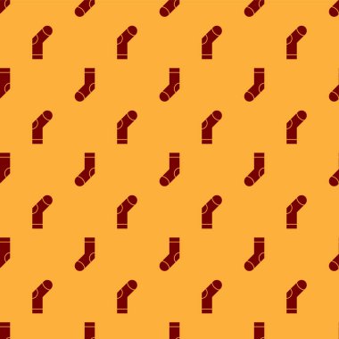 Kırmızı Çorap simgesi kahverengi arka planda izole edilmiş. Vektör İllüstrasyonu