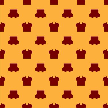 Kırmızı tişört simgesi kahverengi arka planda izole edilmiş. Vektör İllüstrasyonu