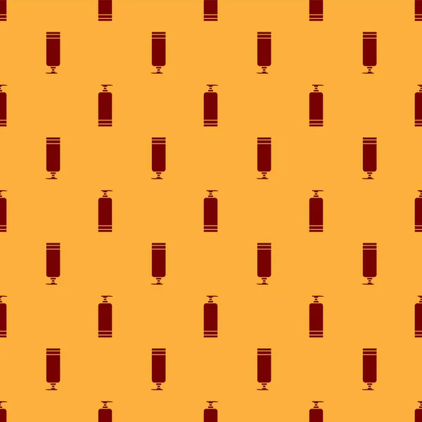 Crème rouge ou lotion icône tube cosmétique isolé motif sans couture sur fond brun. Produits de soin du corps pour hommes. Illustration vectorielle — Image vectorielle