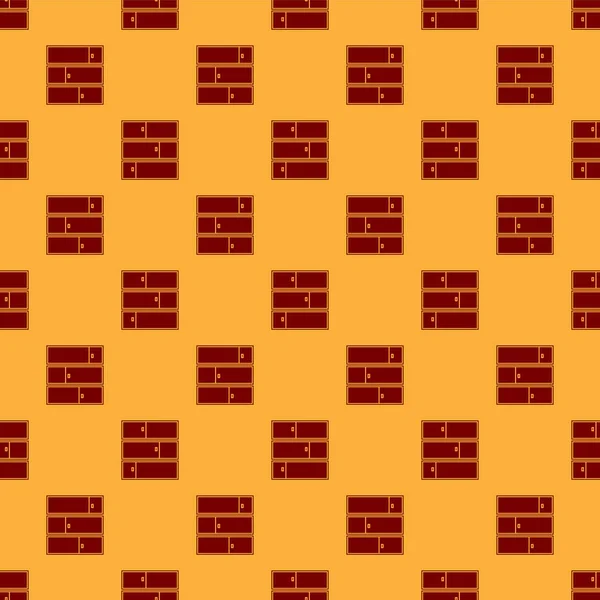 Estante rojo icono aislado patrón sin costura sobre fondo marrón. Signo de estantes. Ilustración vectorial — Archivo Imágenes Vectoriales