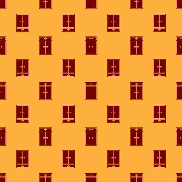 Red Wardrobe icon isolated seamless pattern on brown background. Vector Illustration — 스톡 벡터