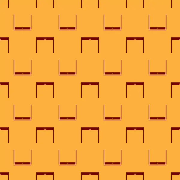 Icône de table en bois rouge motif isolé sans couture sur fond brun. Illustration vectorielle — Image vectorielle