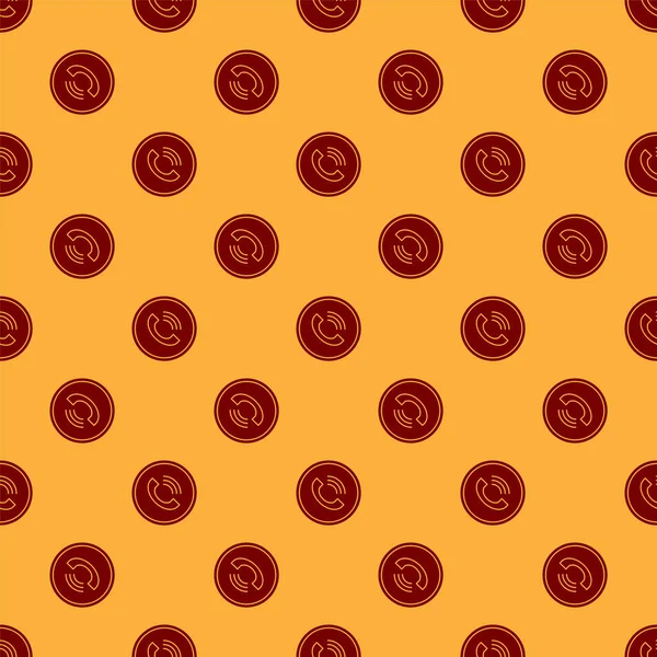 Röd telefon samtal ikonen isolerad sömlös mönster på brun bakgrund. Vektor Illustration — Stock vektor