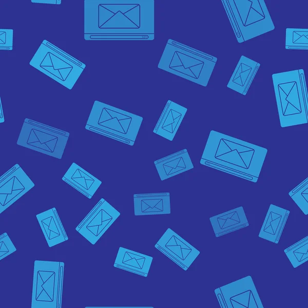 Blaue Post und E-Mail-Symbol isolierten nahtlose Muster auf blauem Hintergrund. Umschlag-Symbol E-Mail. E-Mail-Zeichen. Vektorillustration — Stockvektor