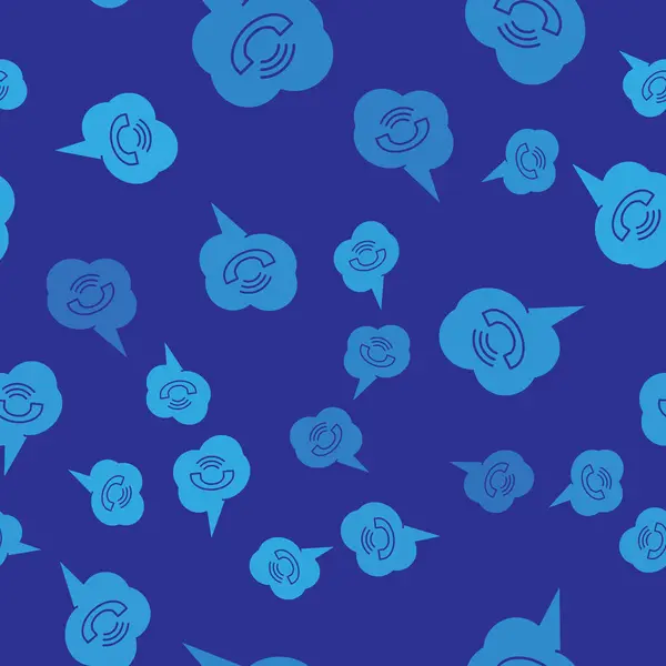 Burbuja de voz azul con el icono de llamada telefónica patrón inconsútil aislado sobre fondo azul. Ilustración vectorial — Vector de stock