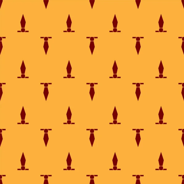 Rode stropdas pictogram geïsoleerd naadloze patroon op bruine achtergrond. Stropdas en halsdoek symbool. Vector illustratie — Stockvector