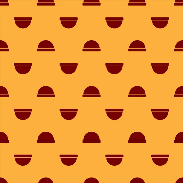 Red Beanie hat icon isolated seamless pattern on brown background. Vector Illustration — 스톡 벡터