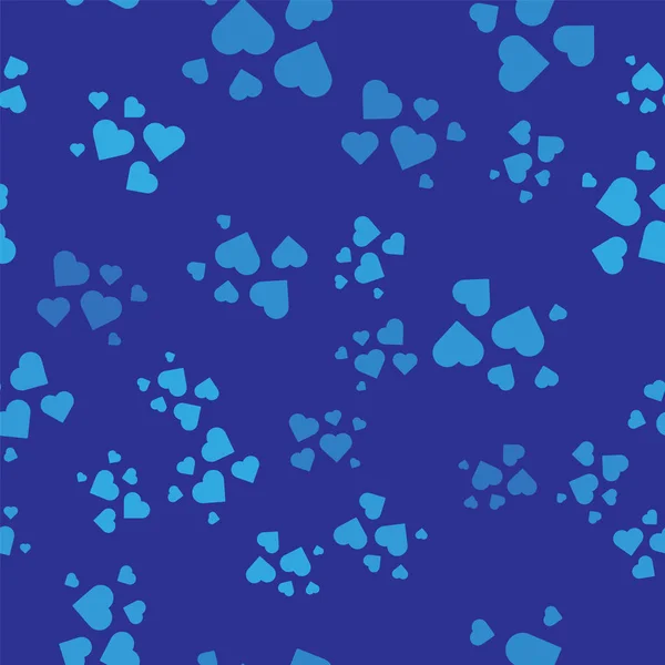 Corazón azul icono aislado patrón sin costura sobre fondo azul. Símbolo romántico vinculado, unirse, pasión y boda. Símbolo de San Valentín. Ilustración vectorial — Vector de stock