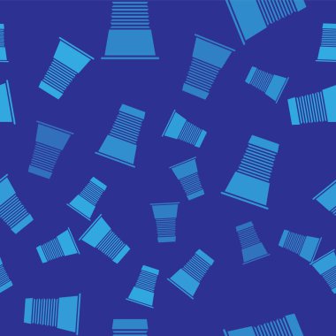 Mavi kağıt cam ikonu mavi arka planda izole edilmiş kusursuz desen. Soda bardağı. Taze soğuk içecek sembolü. Vektör İllüstrasyonu