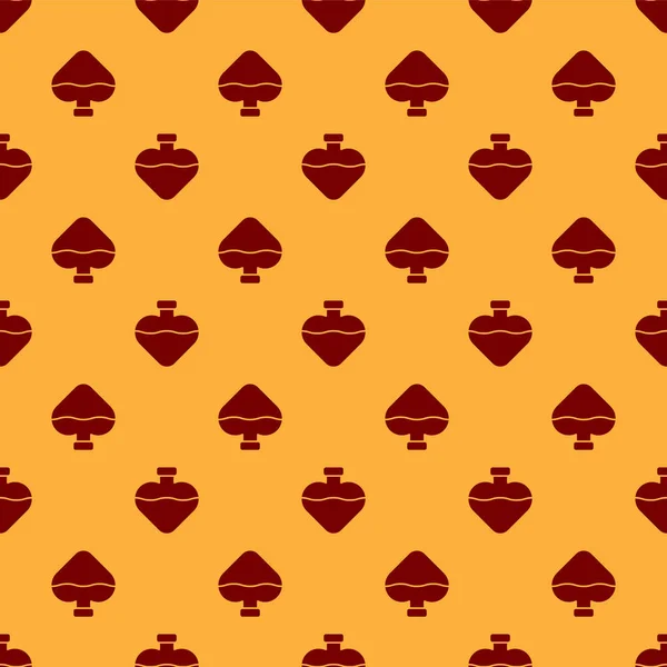 Garrafa vermelha com ícone de poção de amor isolado padrão sem costura no fundo marrom. Símbolo do dia dos namorados. Ilustração vetorial — Vetor de Stock
