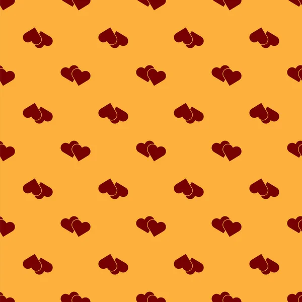 Icona del cuore rosso isolato modello senza soluzione di continuità su sfondo marrone. Simbolo romantico legato, unire, passione e matrimonio. Simbolo di San Valentino. Illustrazione vettoriale — Vettoriale Stock