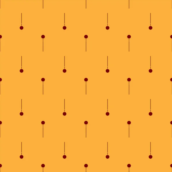 Czerwony Średniowieczny łańcuch ikona kuli maczuga odizolowany bezszwowy wzór na brązowym tle. Średniowieczna broń. Ilustracja wektora — Wektor stockowy
