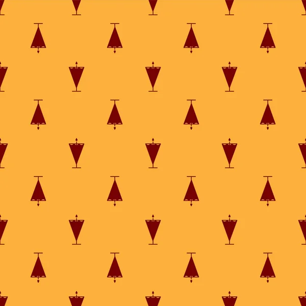 Ícone de bandeira medieval vermelho isolado padrão sem costura no fundo marrom. País, estado ou território governado por um rei ou rainha. Ilustração vetorial —  Vetores de Stock