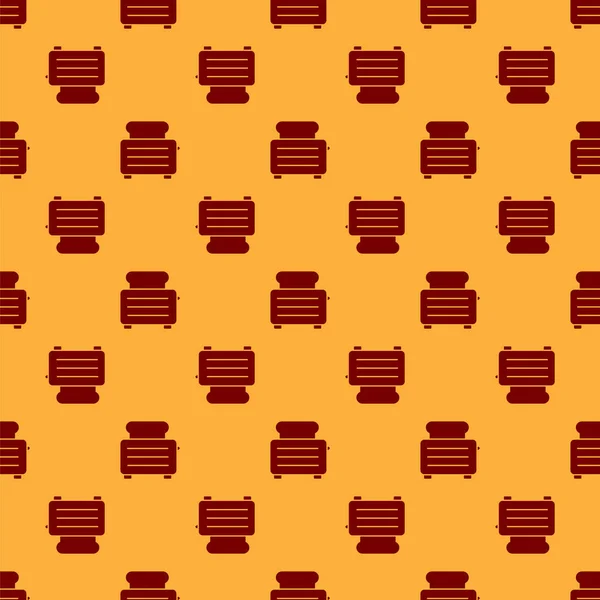 Grille-pain rouge avec icône de toasts motif isolé sans couture sur fond brun. Illustration vectorielle — Image vectorielle