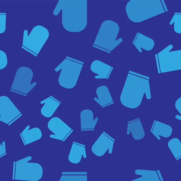 Blå Ugn handske ikon isolerad sömlös mönster på blå bakgrund. Köksgrytlapp. Matlagningshandske. Vektor Illustration — Stock vektor