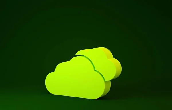 노란 구름 아이콘은 녹색 배경에서 분리되었습니다. 미니멀리즘의 개념입니다. 3d 삽화 3D 렌더링 — 스톡 사진