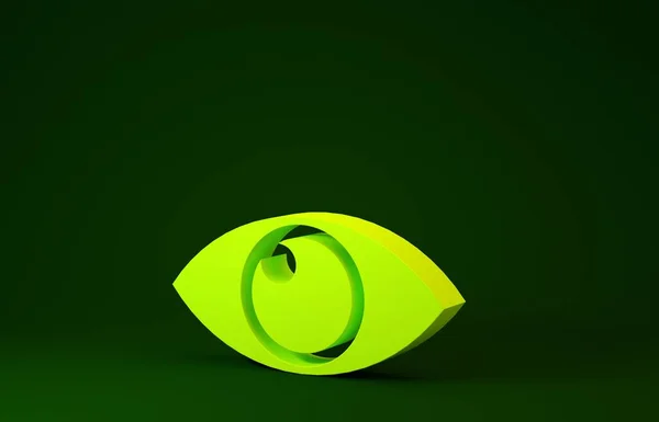 Icona Occhio Giallo isolato su sfondo verde. Concetto minimalista. Illustrazione 3d rendering 3D — Foto Stock