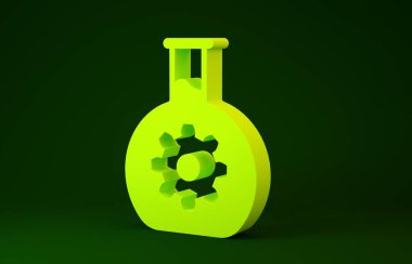 Sarı Biyomühendislik simgesi yeşil arkaplanda izole edildi. Genetik elementi ve biyomühendislik ikonu. Biyoloji, molekül, kimyasal ikon. Minimalizm kavramı. 3d illüstrasyon 3d canlandırma