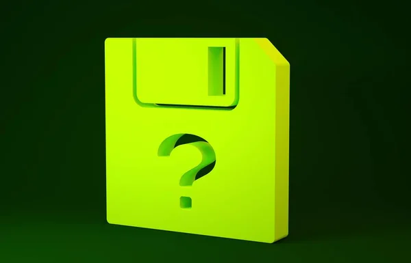 Yellow Unknown document icon isolated on green background. File with Question mark. Hold report, service and global search sign. Minimalism concept. 3d illustration 3D render — 스톡 사진