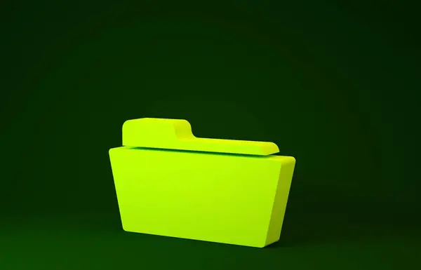 Icono de carpeta amarilla aislado sobre fondo verde. Concepto minimalista. 3D ilustración 3D render — Foto de Stock