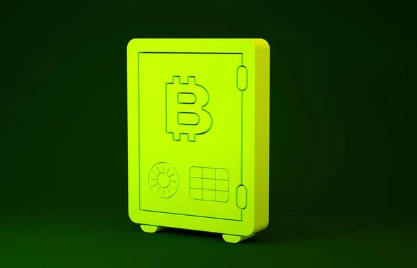 Yellow Proof of stake icon isolated on green background. Cryptocurrency economy and finance collection. Minimalism concept. 3d illustration 3D render — 스톡 사진