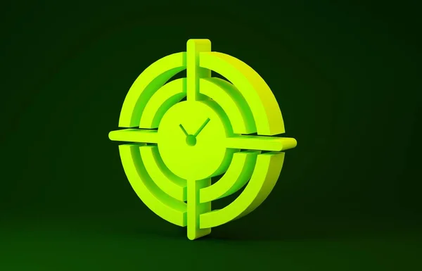 Yellow Time Management icon isolated on green background. Clock and gear sign. Productivity symbol. Minimalism concept. 3d illustration 3D render