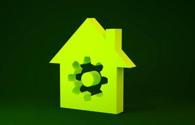 Yellow Smart home settings icon isolated on green background. Remote control. Minimalism concept. 3d illustration 3D render