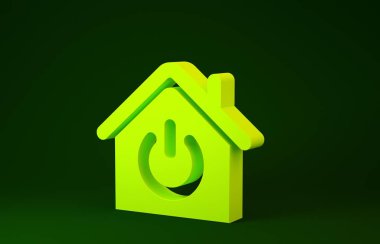 Yellow Smart home icon isolated on green background. Remote control. Minimalism concept. 3d illustration 3D render