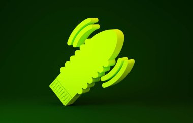 Yellow Dildo vibrator for sex games icon isolated on green background. Sex toy for adult. Vaginal exercise machines for intimate. Minimalism concept. 3d illustration 3D render