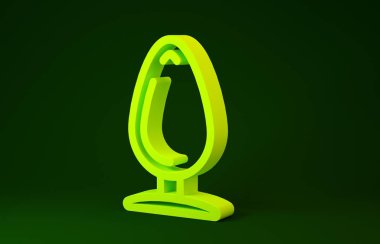 Sarı Anal tıkacı simgesi yeşil arkaplanda izole edildi. Kıç tıkacı işareti. Fetiş aksesuarı. Erkekler ve kadınlar için seks oyuncağı. Minimalizm kavramı. 3d illüstrasyon 3d canlandırma