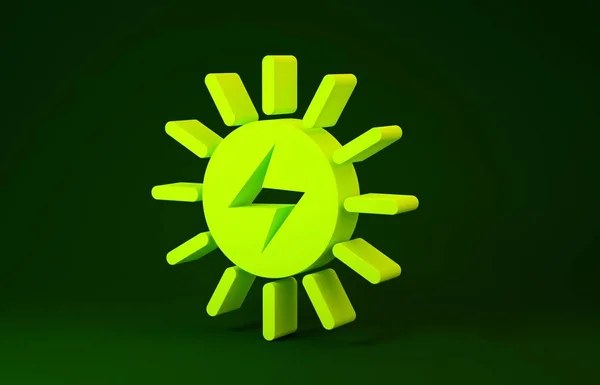 Yellow Solar energy panel icon isolated on green background. Minimalism concept. 3d illustration 3D render