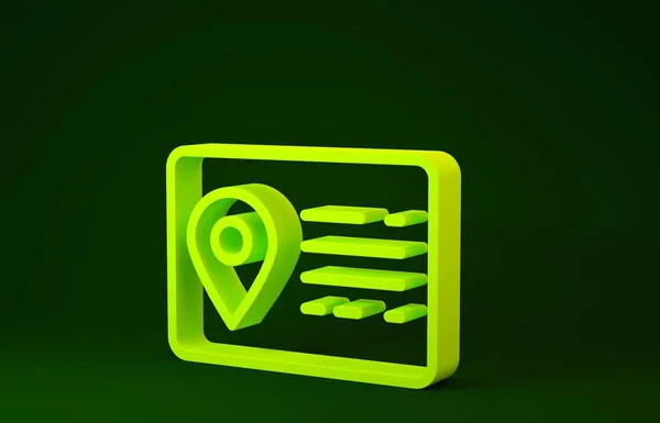 Yellow Address book line icon isolated on green background. Telephone directory. Minimalism concept. 3d illustration 3D render