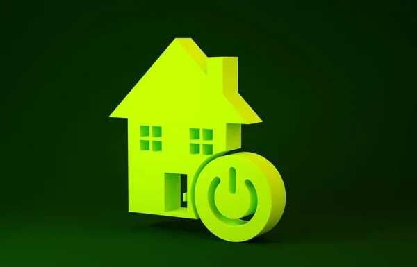Yellow Smart home icon isolated on green background. Remote control. Minimalism concept. 3d illustration 3D render